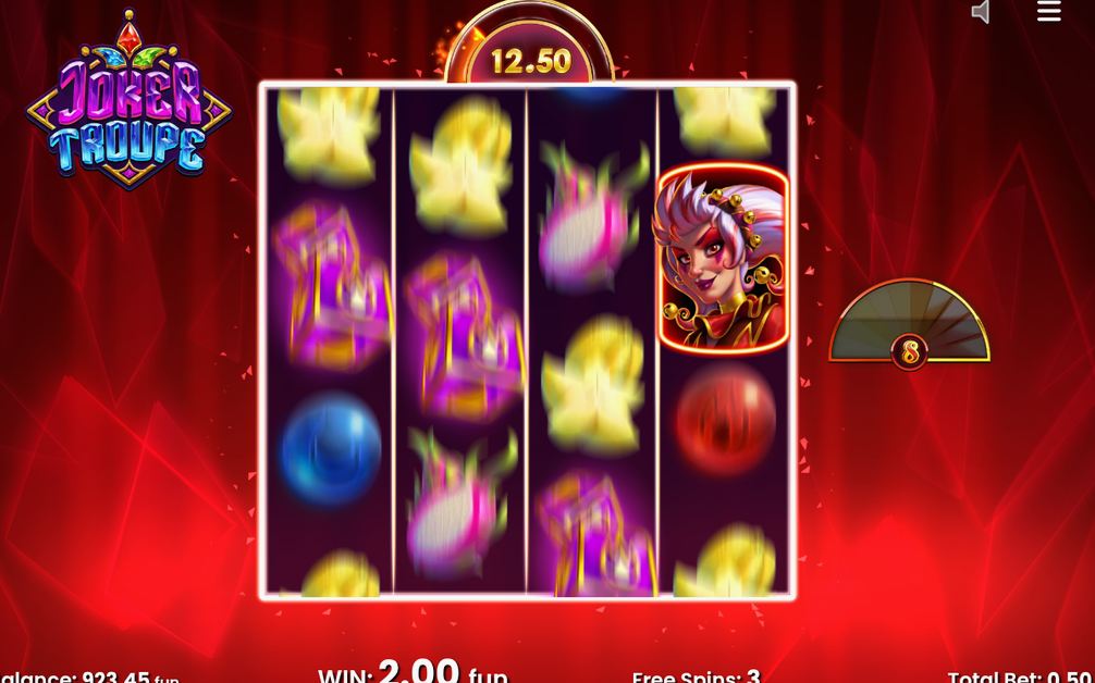 Red Joker Freespins screen with spins left and level meter